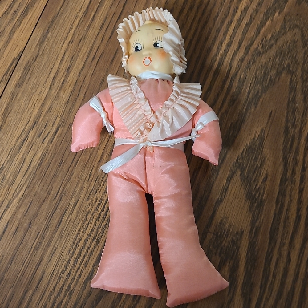Vintage Pincushion Doll Wide Eyed Baby Doll Stuffed Body COOL!